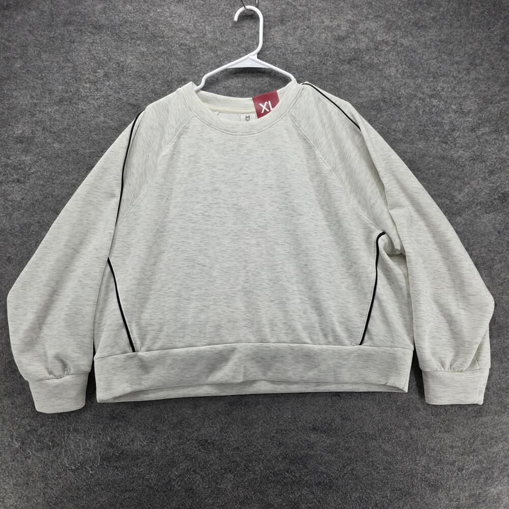 Member's Mark Sweatshirt Womens XL White Pullover Crewneck Sandwash Stretch